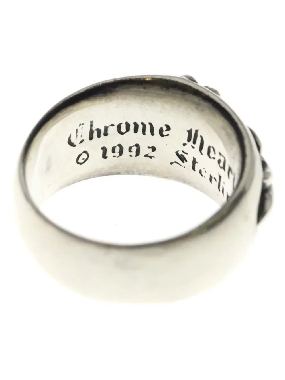 Chrome Hearts Flrl Crs P Dmnd Floral Black Sling Pave Diamond Silver Ring
